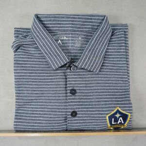 LA Galaxy Antigua Polo Shirt Mens Medium Navy White Striped MLS Soccer NWT
